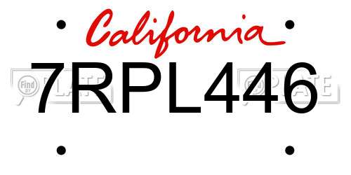 7RPL446 California License Plate