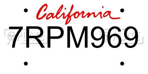 7RPM969 California License Plate