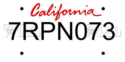 7RPN073 California License Plate