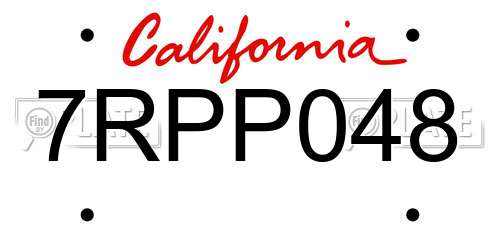 7RPP048 California License Plate