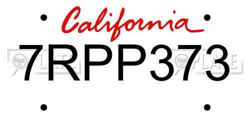 7RPP373 California License Plate