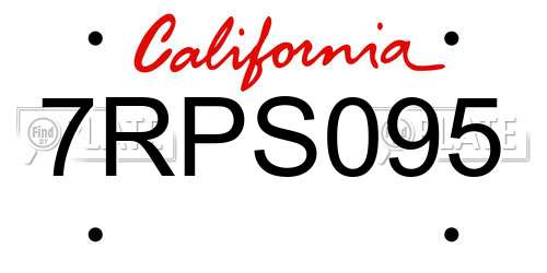 7RPS095 California License Plate