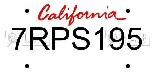 7RPS195 California License Plate