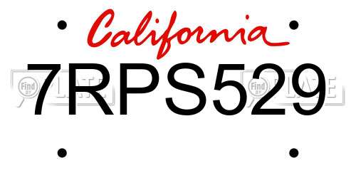 7RPS529 California License Plate