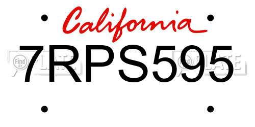 7RPS595 California License Plate