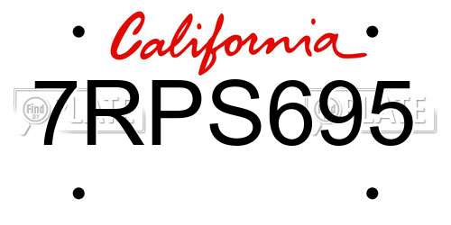 7RPS695 California License Plate