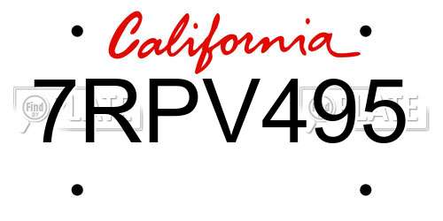 7RPV495 California License Plate