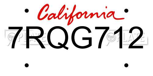 7RQG712 California License Plate