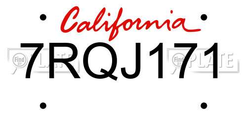 7RQJ171 California License Plate