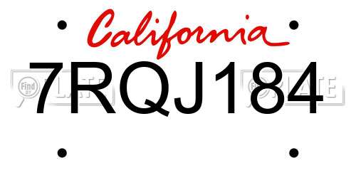 7RQJ184 California License Plate