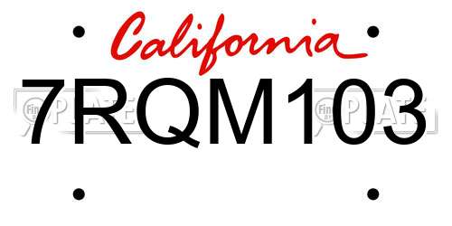 7RQM103 California License Plate