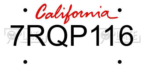 7RQP116 California License Plate