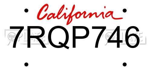 7RQP746 California License Plate