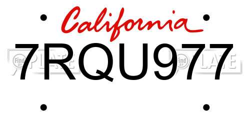 7RQU977 California License Plate