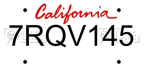 7RQV145 California License Plate