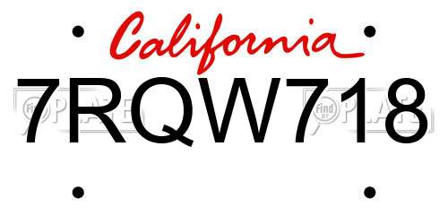 7RQW718 California License Plate