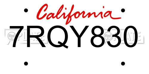 7RQY830 California License Plate
