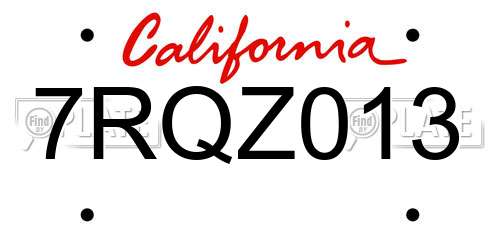 7RQZ013 California License Plate