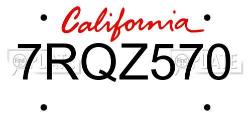 7RQZ570 California License Plate