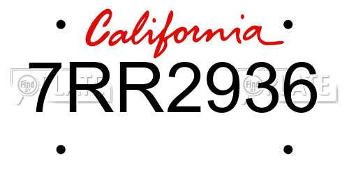 7RR2936 California License Plate