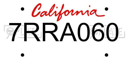 7RRA060 California License Plate