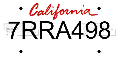 7RRA498 California License Plate