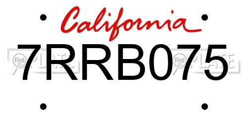 7RRB075 California License Plate