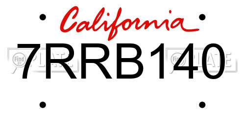 7RRB140 California License Plate