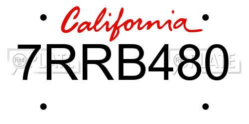 7RRB480 California License Plate