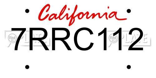 7RRC112 California License Plate
