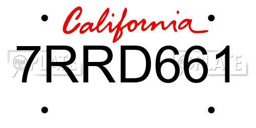 7RRD661 California License Plate