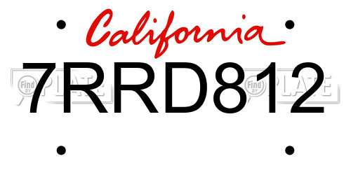7RRD812 California License Plate
