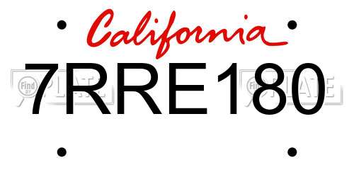 7RRE180 California License Plate