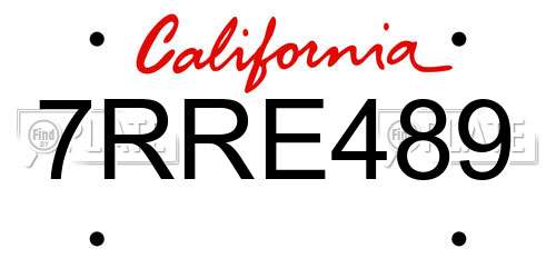 7RRE489 California License Plate