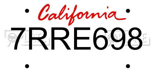 7RRE698 California License Plate