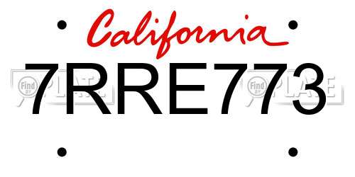 7RRE773 California License Plate