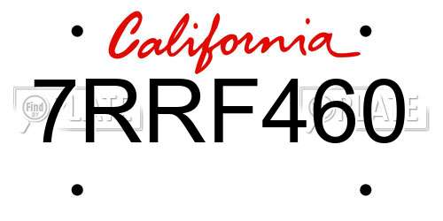 7RRF460 California License Plate