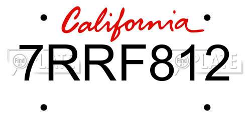 7RRF812 California License Plate