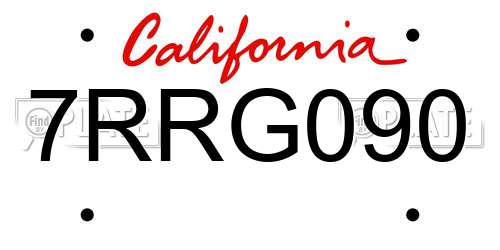 7RRG090 California License Plate
