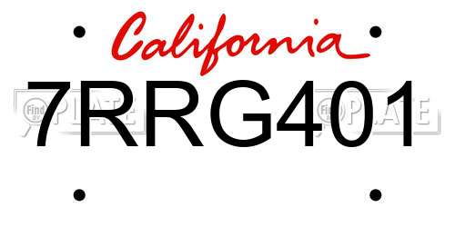 7RRG401 California License Plate