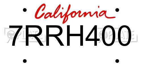 7RRH400 California License Plate