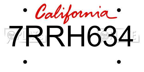 7RRH634 California License Plate
