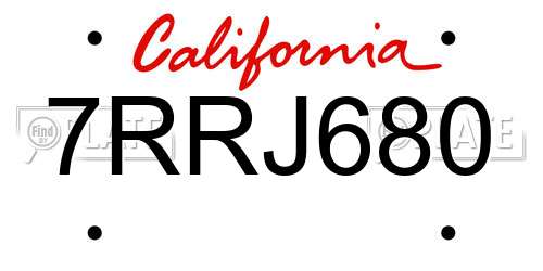 7RRJ680 California License Plate