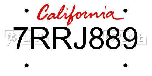 7RRJ889 California License Plate