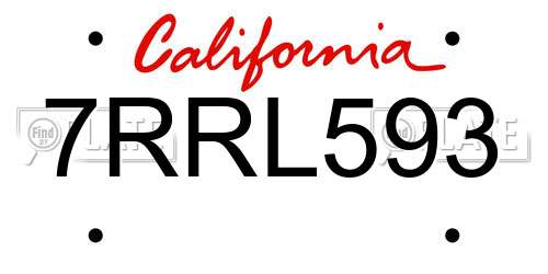 7RRL593 California License Plate