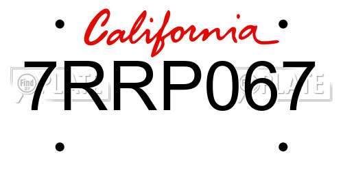 7RRP067 California License Plate