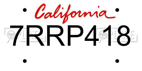 7RRP418 California License Plate