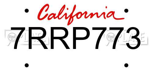7RRP773 California License Plate