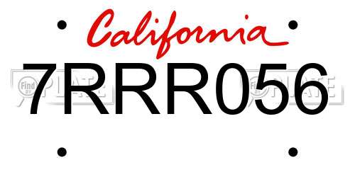 7RRR056 California License Plate