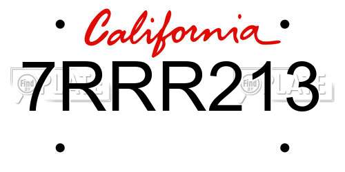 7RRR213 California License Plate